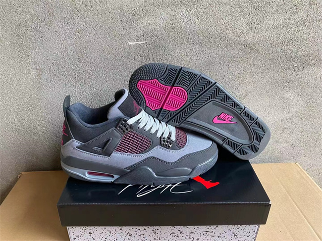 Women's Running weapon Air Jordan 4 Grey/Pink Shoes 0105